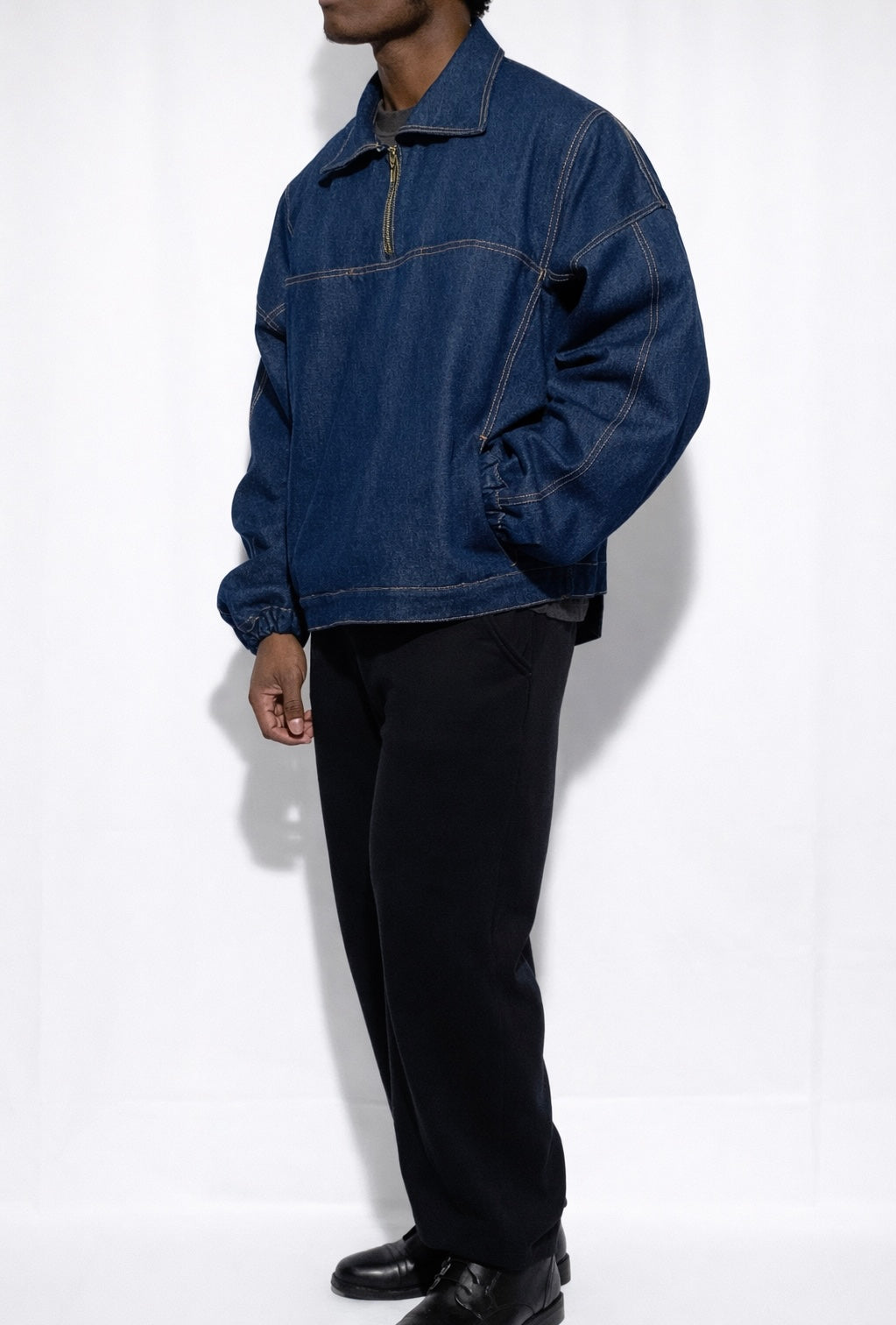 Denim Quarter Zip Jacket