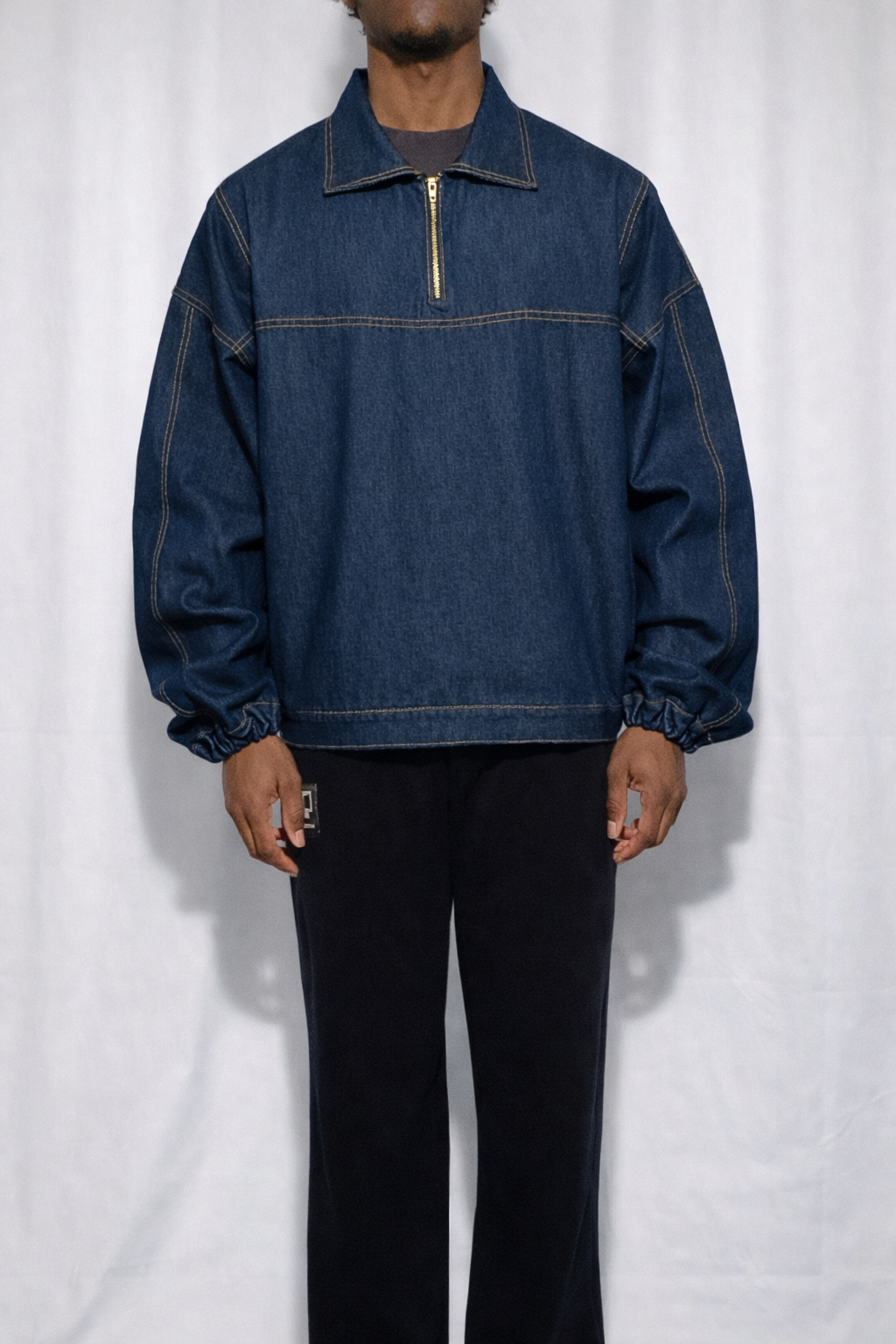 Denim Quarter Zip Jacket