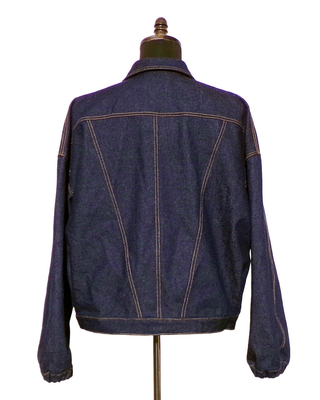 Pleated Denim Quarter Zip